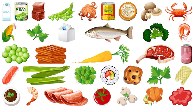 Free Vector | Set of food isolated