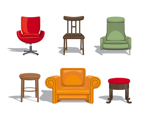 Free Vector | Set of furniture for sitting. chairs, armchairs, stools icons. vector illustration