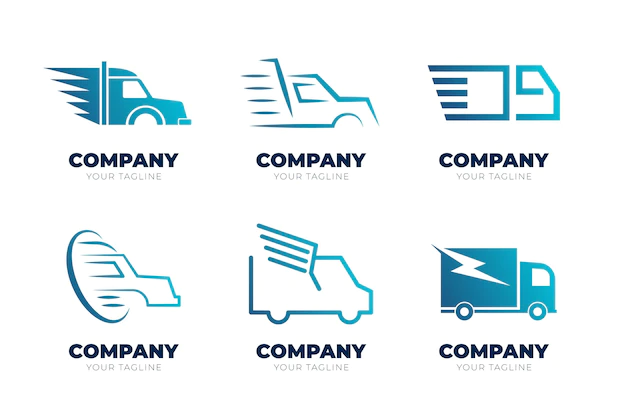 Free Vector | Set of gradient colored truck logos