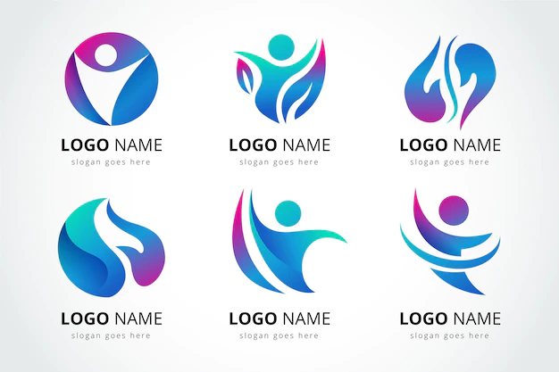 Free Vector | Set of gradient physiotherapy logo templates