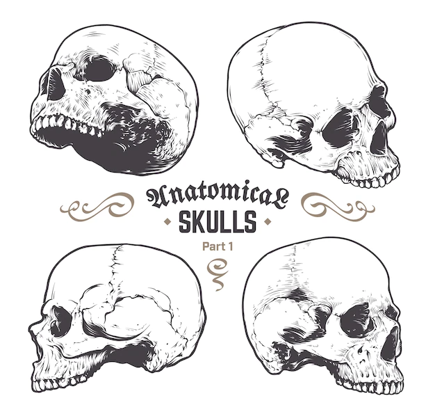 Free Vector | Set of hand drawn skulls