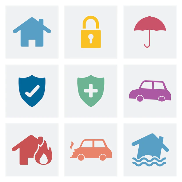 Free Vector | Set of home security icons illustration