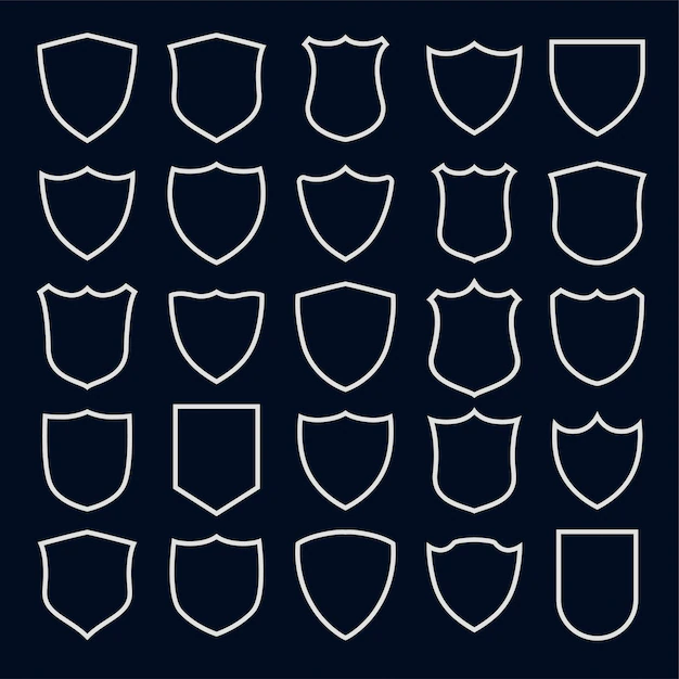 Free Vector | Set of line style shield symbols and icons