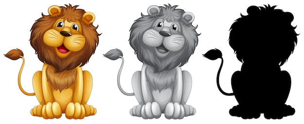 Free Vector | Set of lion character