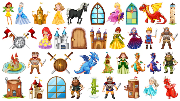 Free Vector | Set of medieval character