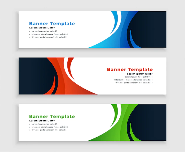 Free Vector | Set of modern business banners with curvy shape