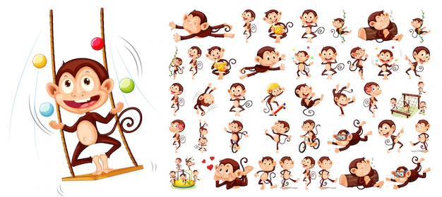 Free Vector | Set of monkey character