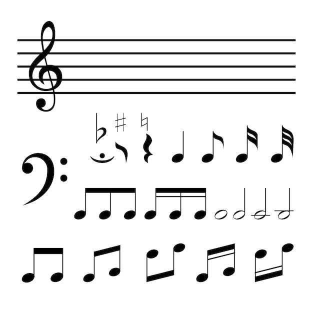 Free Vector | Set of music notes isolated on white