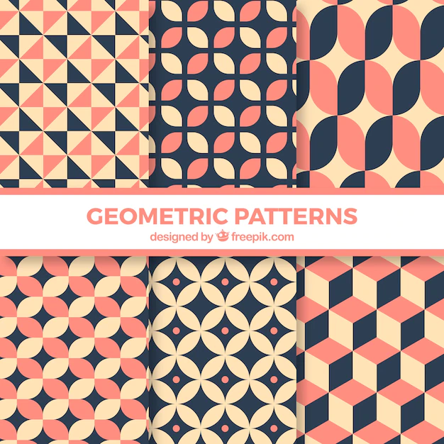 Free Vector | Set of patterns with geometric figures