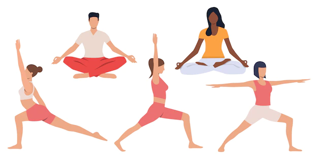 Free Vector | Set of people practicing yoga