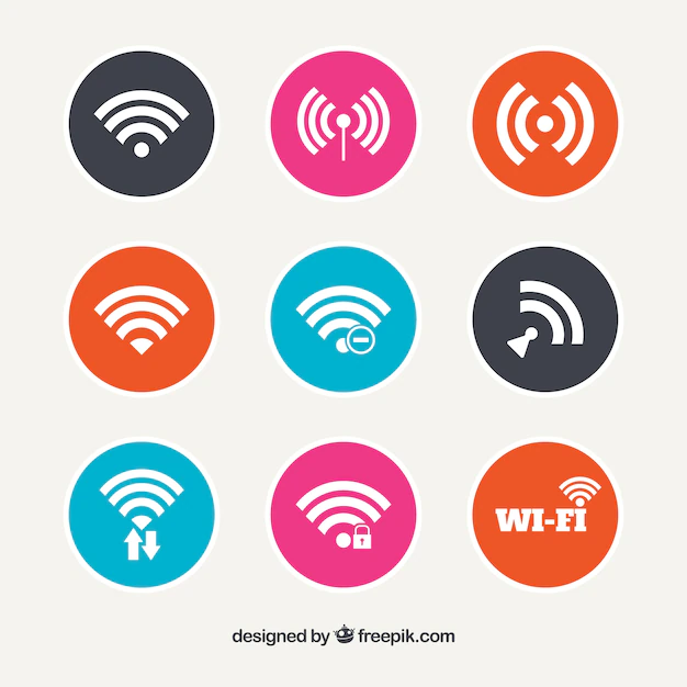 Free Vector | Set of round wifi buttons