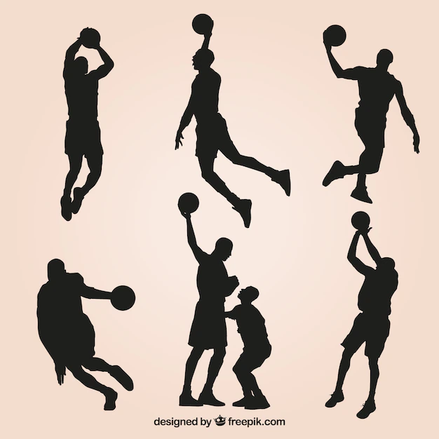 Free Vector | Set of silhouettes and basketball players