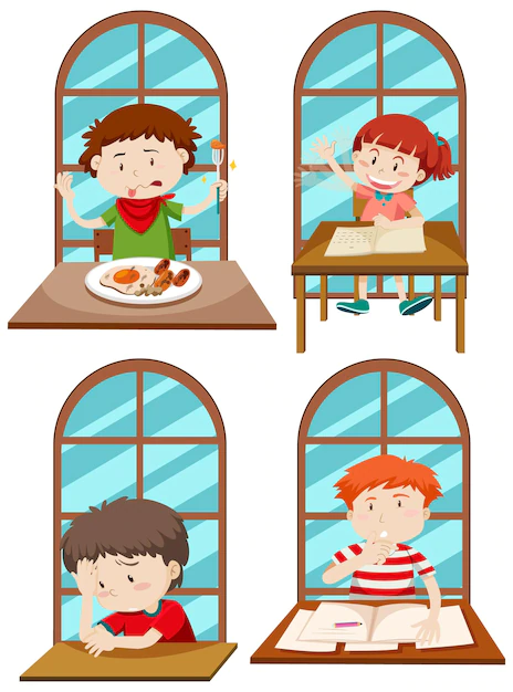 Free Vector | Set of simple kids cartoon characters