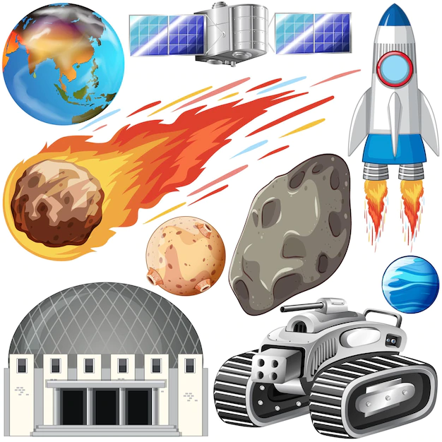 Free Vector | Set of space objects on white background