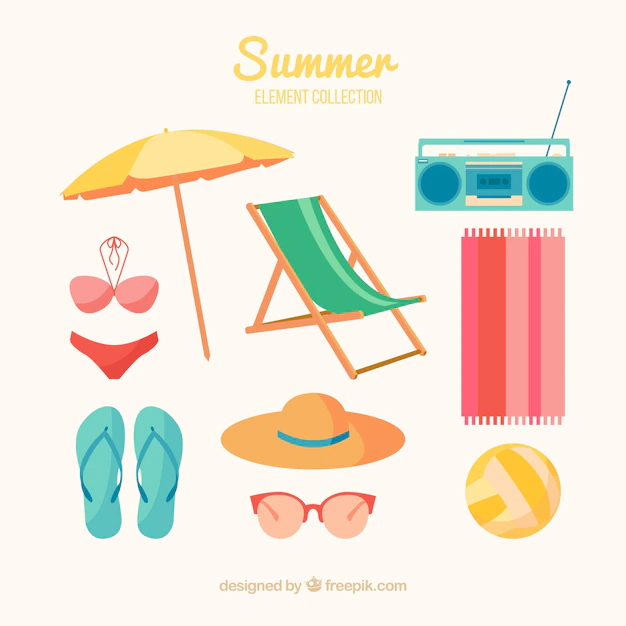 Free Vector | Set of summer elements in flat style