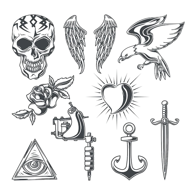 Free Vector | Set of tattoo elements