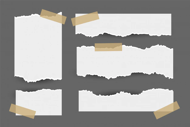 Free Vector | Set of torn ripped paper sheets with sticker