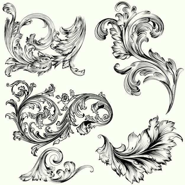 Free Vector | Set of vctor decorative ornaments in vintage style