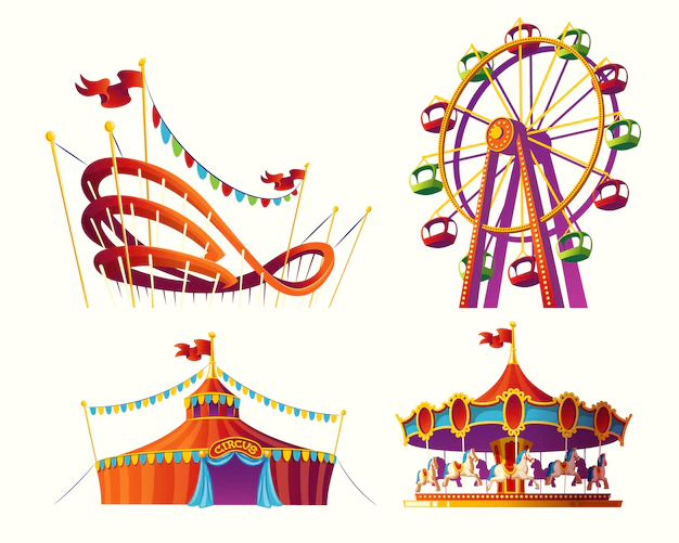 Free Vector | Set of vector cartoon illustrations for an amusement park