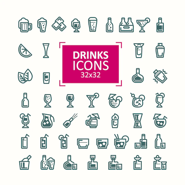 Free Vector | Set of vector illustrations of icons of drinks.