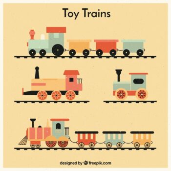 Free Vector | Set of vintage toy trains