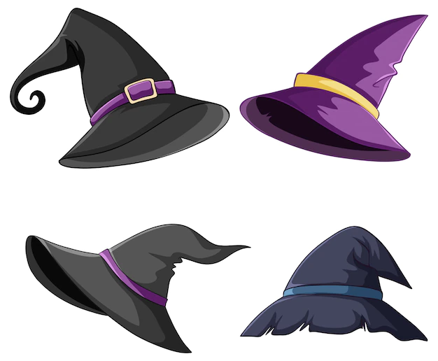 Free Vector | Set of witch and wizard hat
