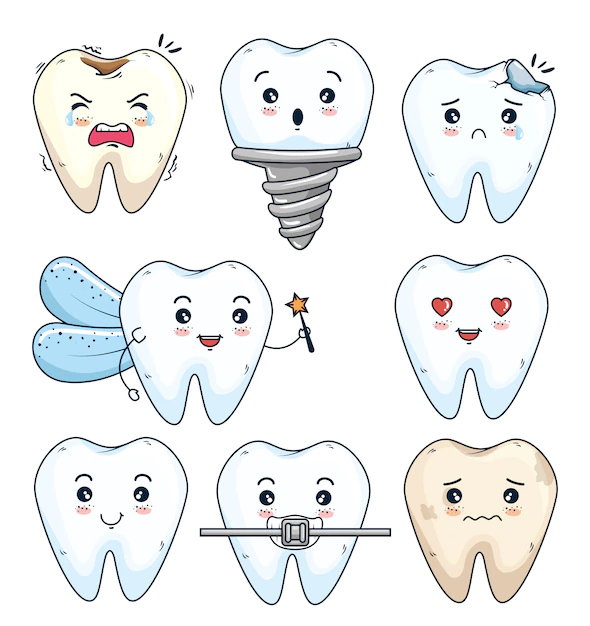 Free Vector | Set teeth treatment and hygiene with prosthesis