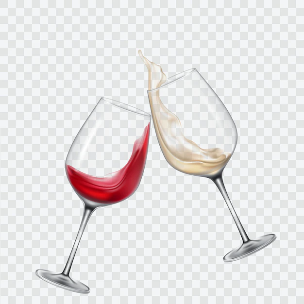 Free Vector | Set transparent glasses with white and red wine