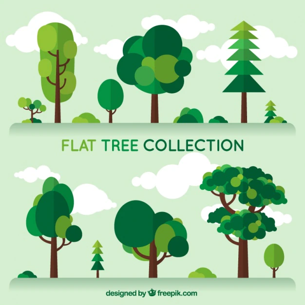 Free Vector | Set trees of different kind in flat design