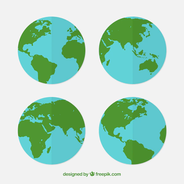 Free Vector | Several earth globes in flat design