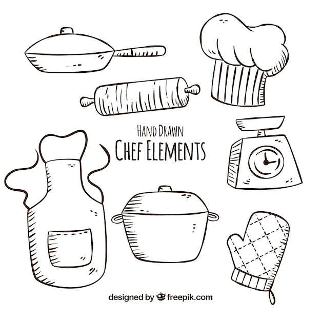 Free Vector | Several hand-drawn chef items