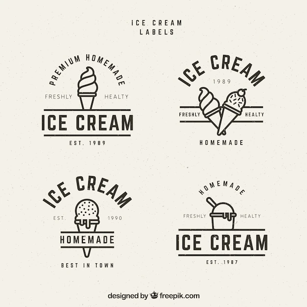Free Vector | Several ice cream labels in vintage style