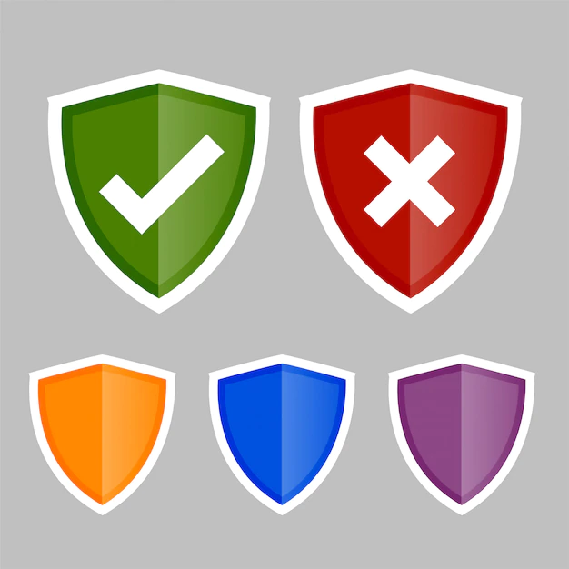 Free Vector | Shield icons with correct and wrong symbols