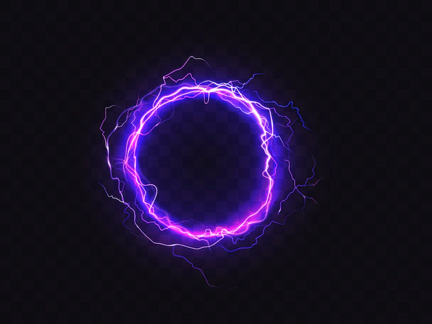 Free Vector | Shining circle of purple lighting isolated on dark background.