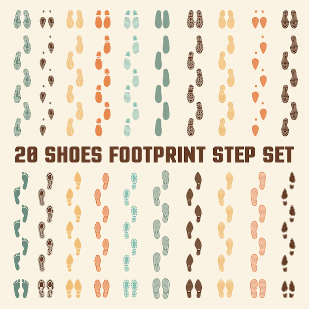 Free Vector | Shoes footprints colorful tracks set