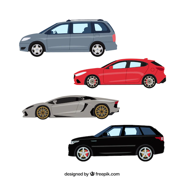 Free Vector | Side view of modern cars