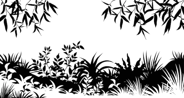 Free Vector | Silhouette leafs trees and grass.