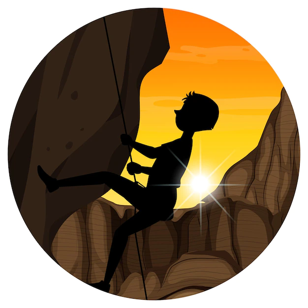 Free Vector | Silhouette rock climbing badge