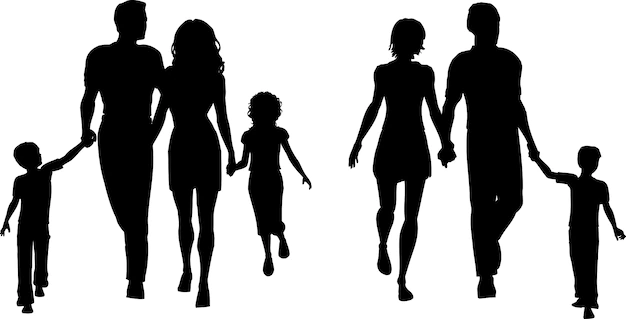 Free Vector | Silhouettes of families