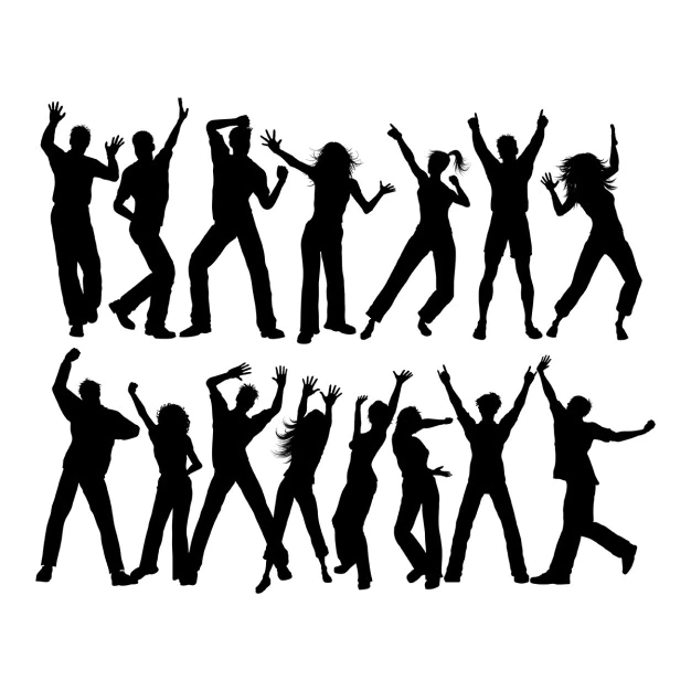 Free Vector | Silhouettes of lots of people dancing