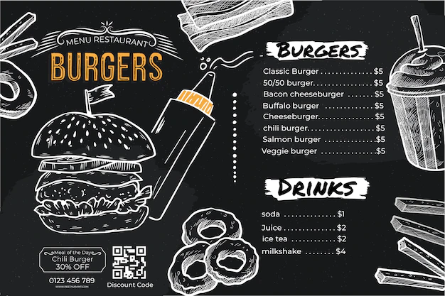 Free Vector | Simple dark premium burger food menu