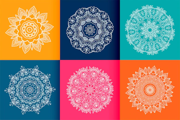 Free Vector | Six ethnic mandala patterns set