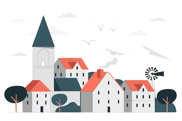 Free Vector | Small town concept illustration