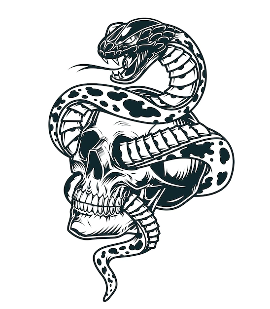 Free Vector | Snake entwined with skull template