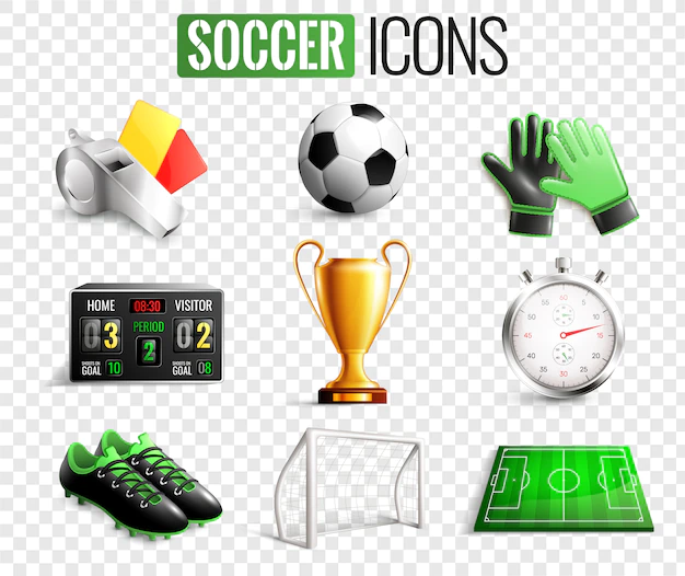 Free Vector | Soccer icons transparent set