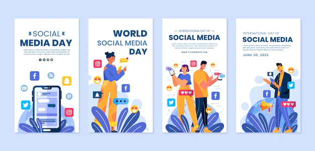 Free Vector | Social media day instagram stories template