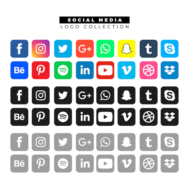 Free Vector | Social media logos in different colors