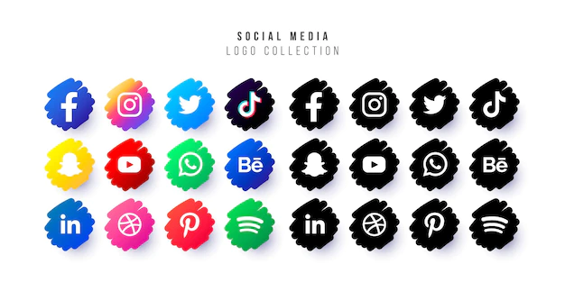 Free Vector | Social media logos with doodled badges