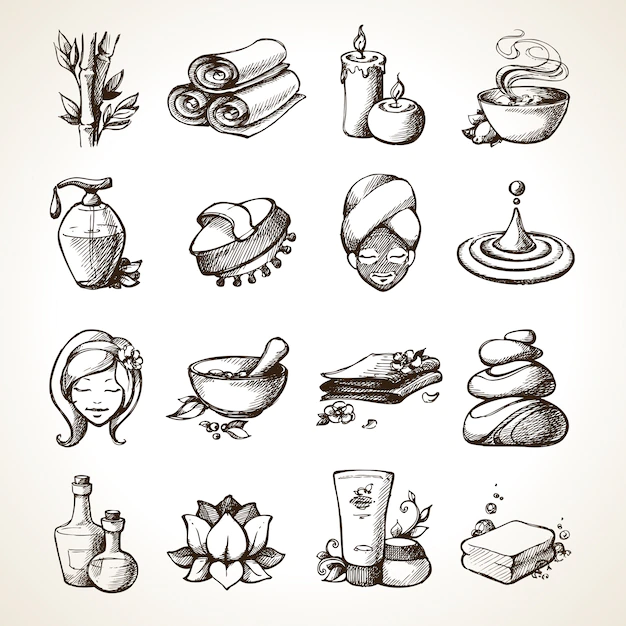 Free Vector | Spa sketch icons