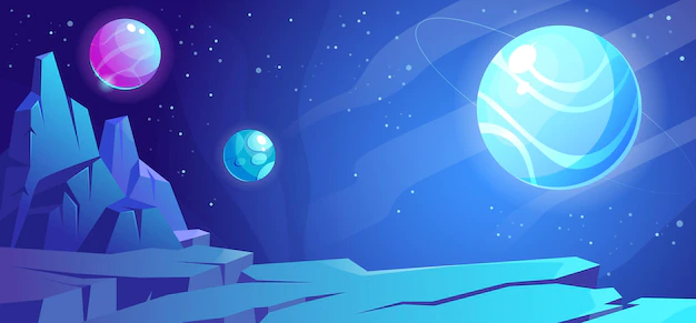 Free Vector | Space background with planet landscape